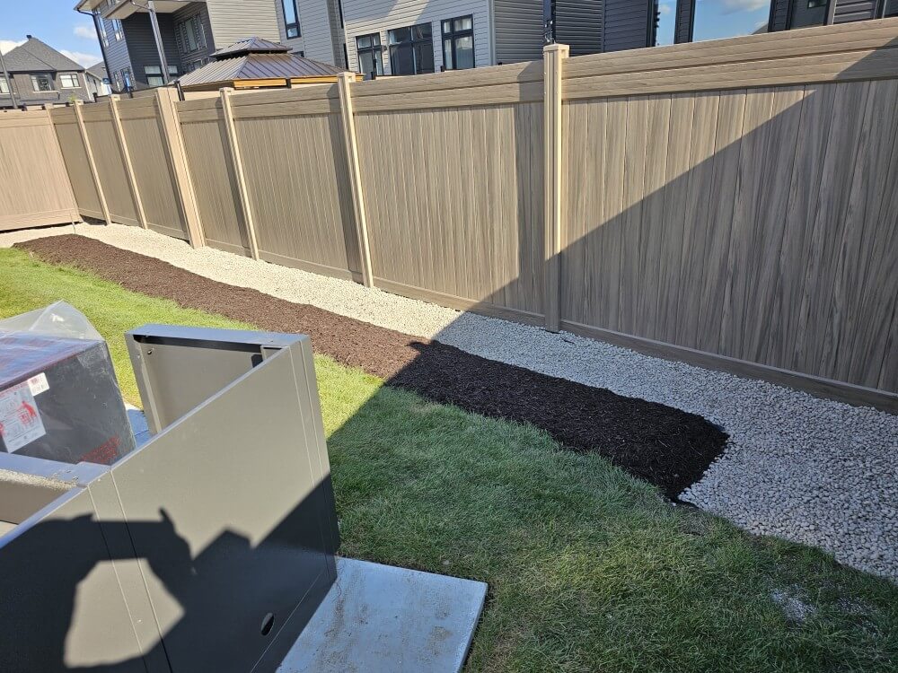 Mulch and stone installation